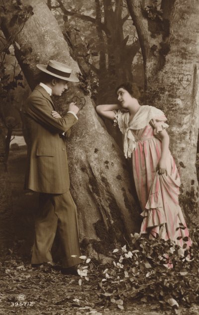 Couple Scratching Their Initials into a Tree by English Photographer